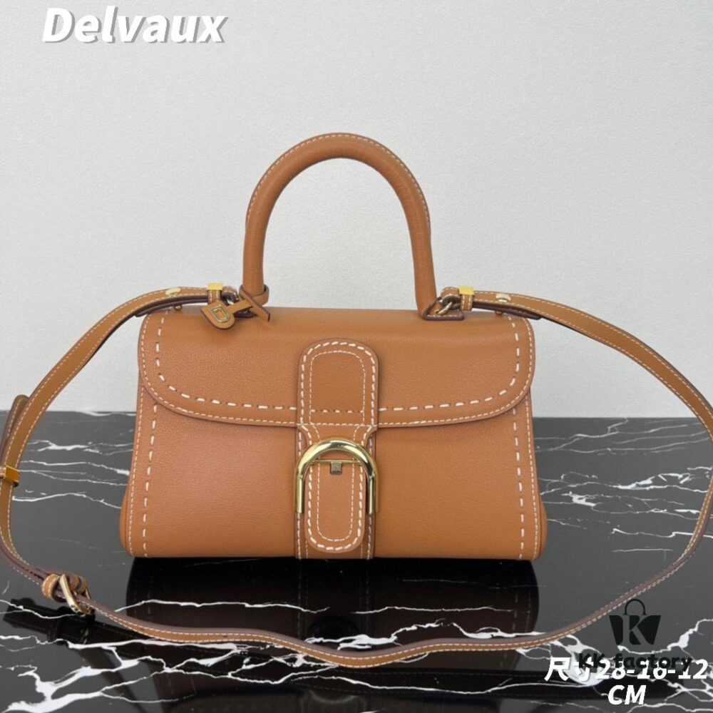 693068576e68136f4d9a4b85 Delvaux 2024 Spring-Summer Exotic Stitching Collection Brillant PM in Caramel Rodeo Calf Leather