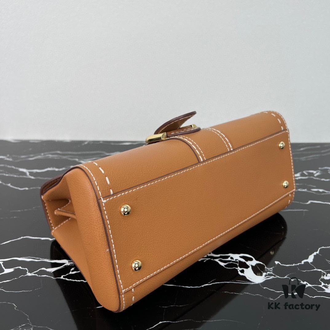 6930685a6e68136f4d9a4b8a Delvaux 2024 Spring-Summer Exotic Stitching Collection Brillant PM in Caramel Rodeo Calf Leather