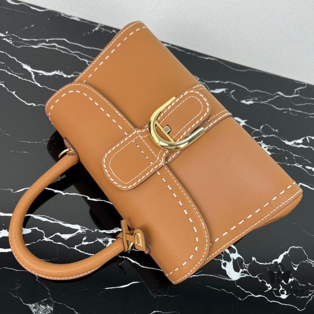 6930685a6e68136f4d9a4b8b Delvaux 2024 Spring-Summer Exotic Stitching Collection Brillant PM in Caramel Rodeo Calf Leather