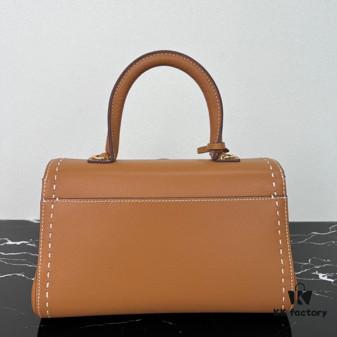 6930685a6e68136f4d9a4b8c Delvaux 2024 Spring-Summer Exotic Stitching Collection Brillant PM in Caramel Rodeo Calf Leather