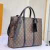 M45265 Black Floral, Aged Floral, Black Check - Sac Plat Horizontal Zippé Briefcase