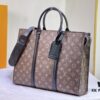 M45265 Black Floral, Aged Floral, Black Check - Sac Plat Horizontal Zippé Briefcase