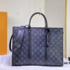 693068756e68136f4d9a4bb0 M45265 Black Floral, Aged Floral, Black Check - Sac Plat Horizontal Zippé Briefcase
