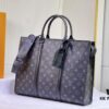 693068766e68136f4d9a4bb2 M45265 Black Floral, Aged Floral, Black Check - Sac Plat Horizontal Zippé Briefcase