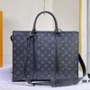 693068786e68136f4d9a4bb5 M45265 Black Floral, Aged Floral, Black Check - Sac Plat Horizontal Zippé Briefcase