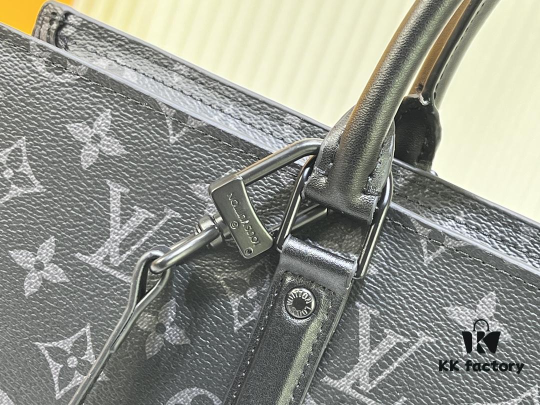 6930687a6e68136f4d9a4bb6 M45265 Black Floral, Aged Floral, Black Check - Sac Plat Horizontal Zippé Briefcase