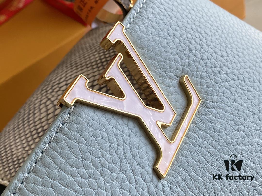 693068a26e68136f4d9a4bf4 Top Grade Full Set Packaging 【Premium Original Factory Leather 💋 M21166, M21165 Misty Blue with Exotic Sand Python Shell Closure】