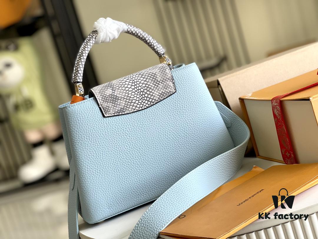 Premium Full Set Packaging 【Top Quality Original Leather 💋 M21166 Misty Blue with Exotic Sand Python Shell Closure】