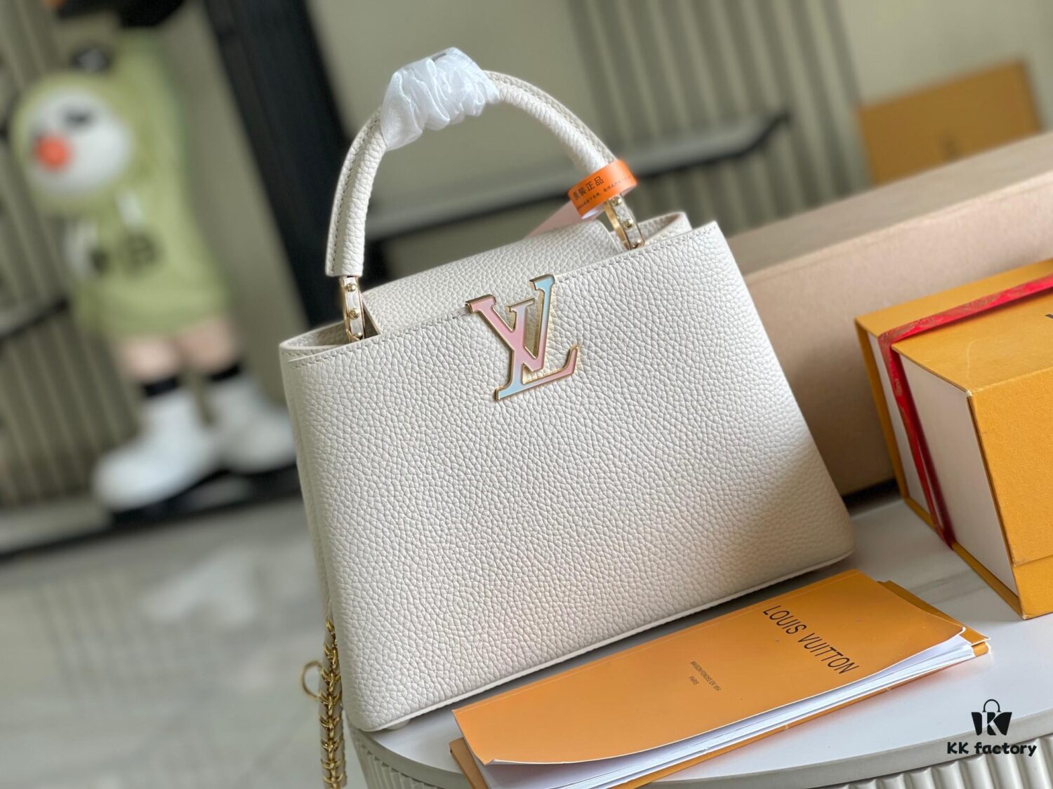 Premium Full Leather Set [Top Grade Original Leather M23082 Small Size 💋 M23083 Mother-of-Pearl White Shell Closure]