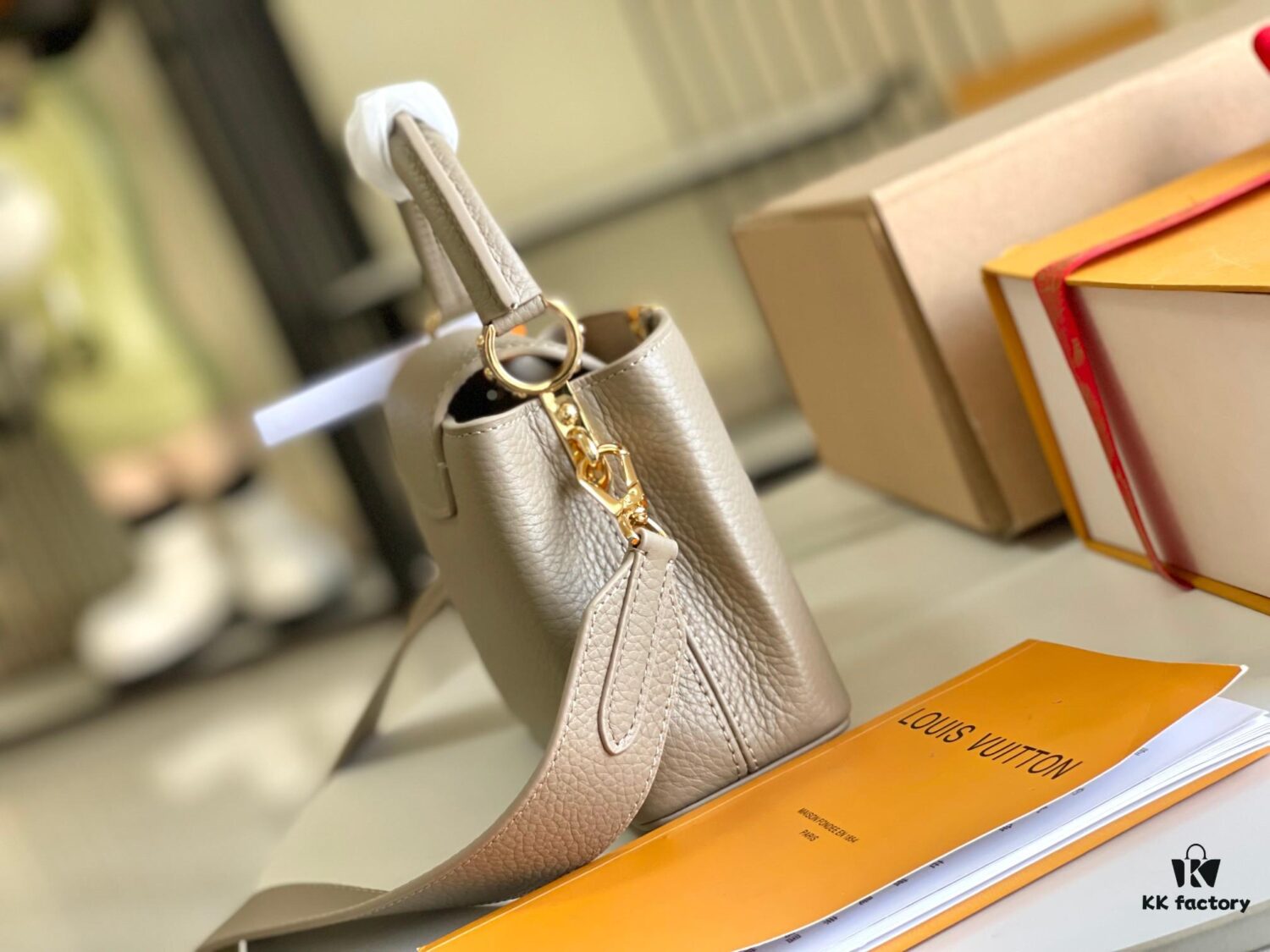 Top-Grade Original Leather New Version [Premium Original Leather M94429 💋 M59433 Elephant Gray with Gold Clasp]