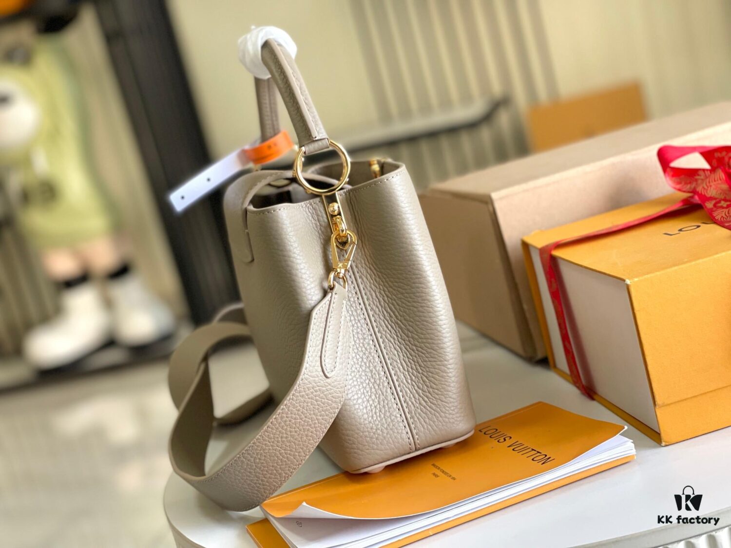 Supreme Quality Full Set Packaging 【Premium Original Leather M94429💋 M59434 Elephant Gray Gold Buckle】