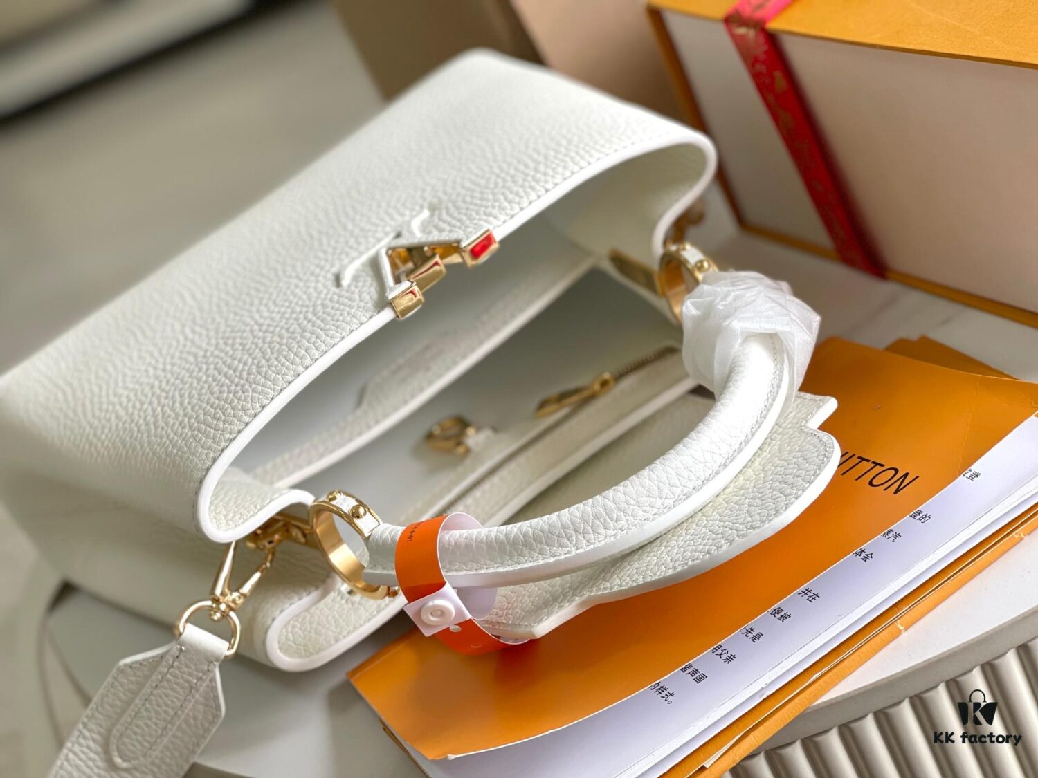 693068e26e68136f4d9a4c54 Supreme Grade Full Set Packaging 【Premium Original Leather M23456💋 M59434 White with Gold Buckle】