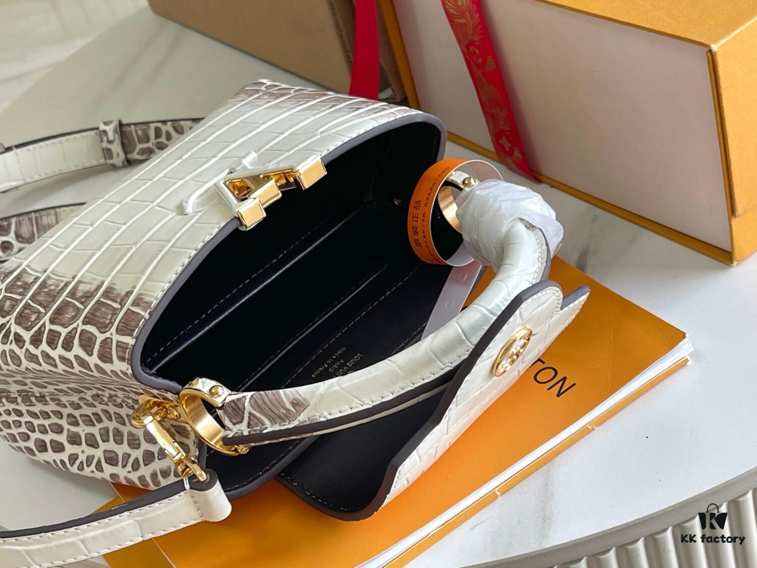 693068e76e68136f4d9a4c5a Top Grade Full Set Packaging 【Premium Original Factory Leather M22002💋 N98156 Matte White Himalaya Gold Hardware】