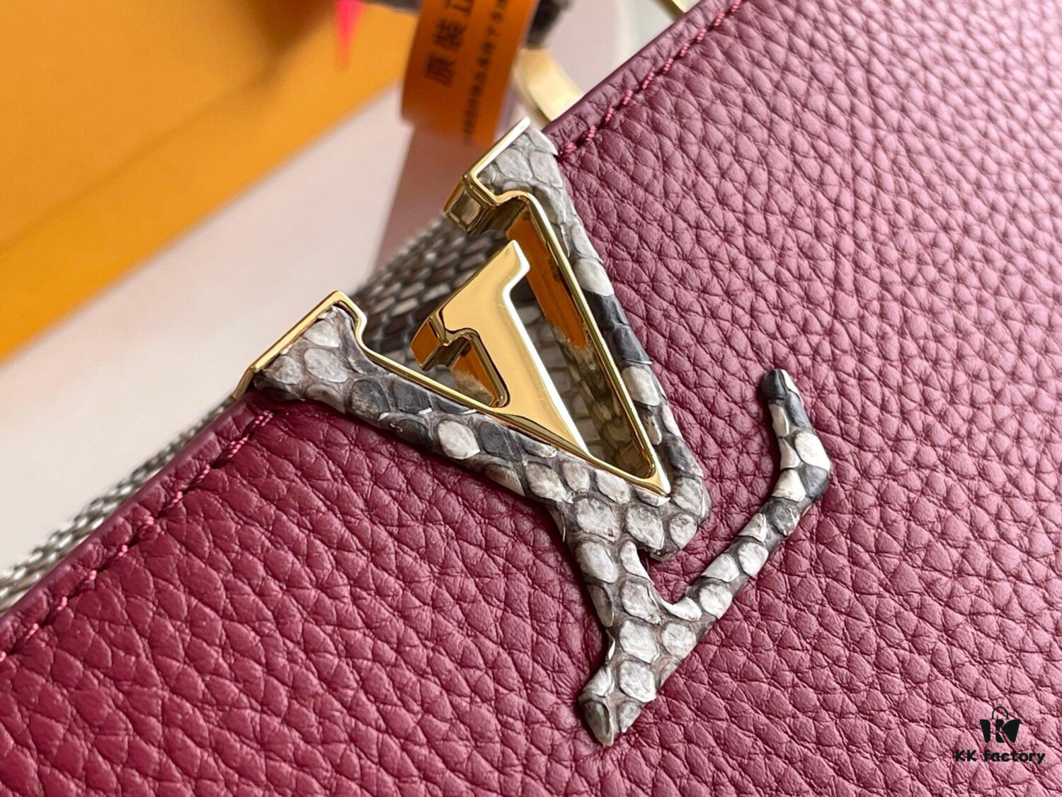 Premium Full Set Packaging [Top Quality Original Factory Leather 💋 N82068 Grape Purple with Paris Pink Python and Gold LV Buckle]