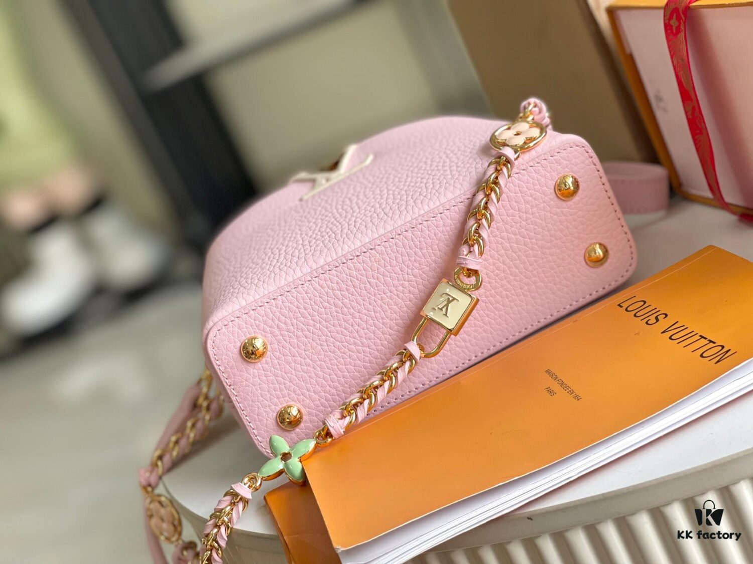 693068fd6e68136f4d9a4c84 Supreme Grade Full Set Packaging 【Top Quality Original Factory Leather M23950💋 M23951 Pink with Beige Gold Upgraded Hardware】【Capucines Mini Handbag】