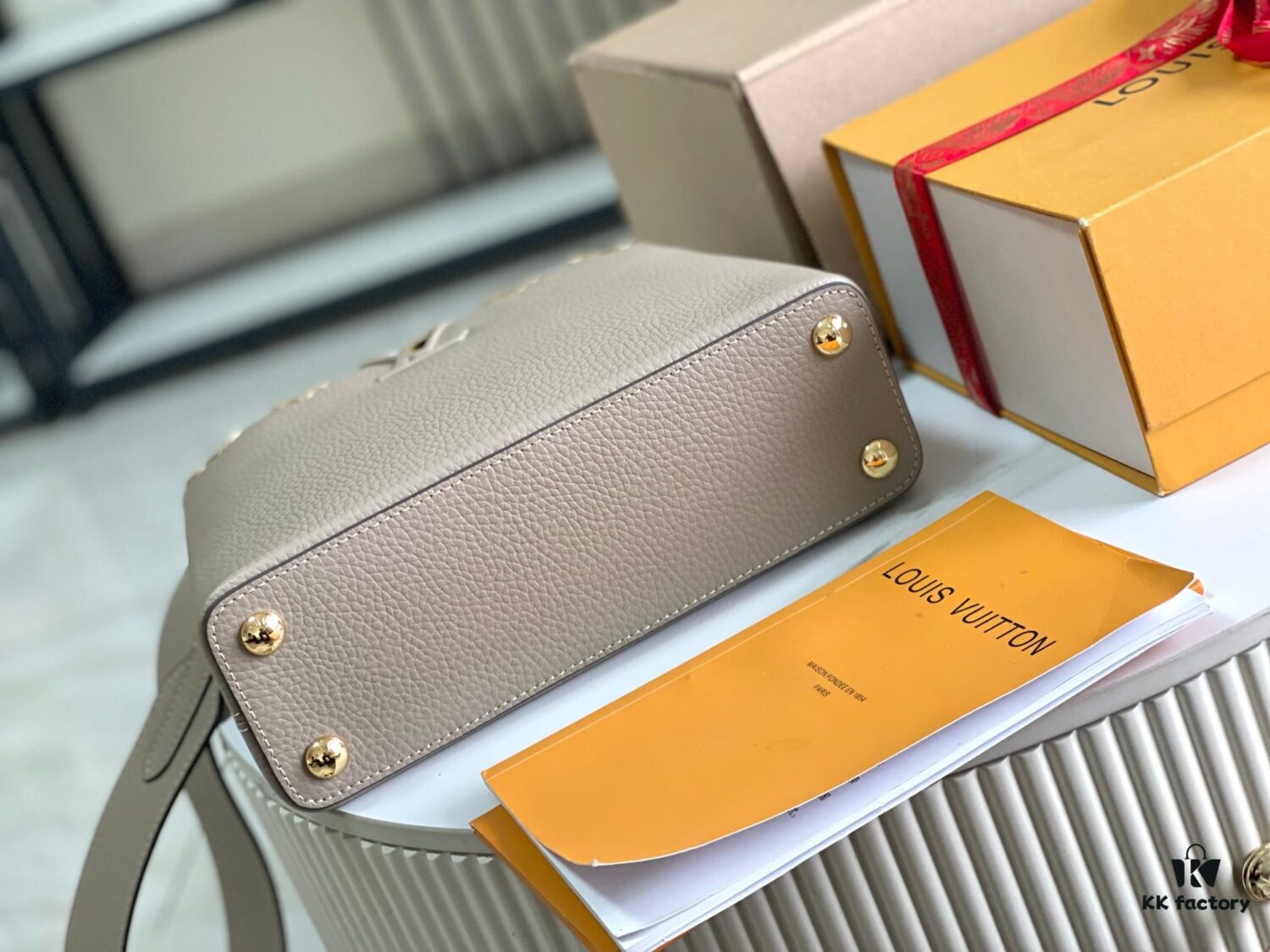 6930691f6e68136f4d9a4cbb Top Grade Full Set Packaging 【Premium Original Factory Leather M24567💋 M23331 Elephant Gray Upgraded Hardware】 Capucines Small Handbag