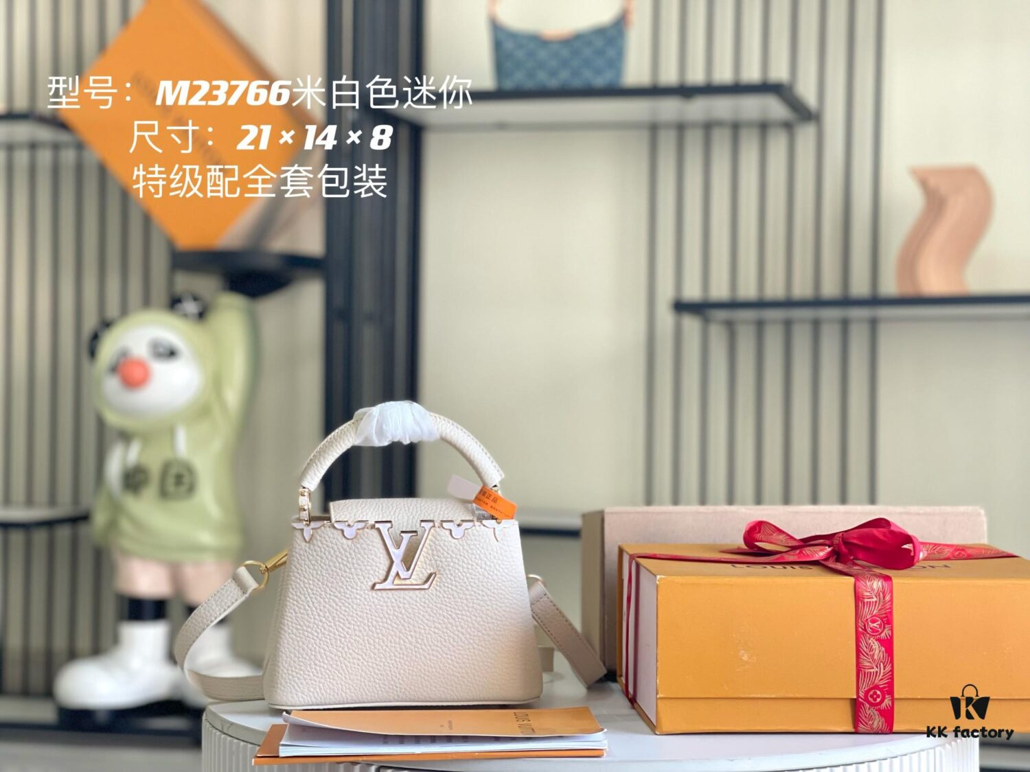 693069246e68136f4d9a4cc5 Capucines Mini Handbag with Detachable Strap, Full-Grain Taurillon Leather with Monogram Flowers and Mother-of-Pearl Details
