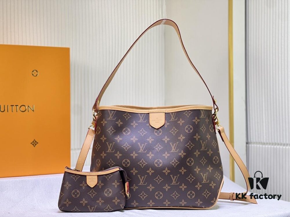 Small Size, Waxy Leather Upgraded Mother-and-Child Style M44945 Hottest Viral Vintage LV Tote Bag, Early Spring Newest Design, Small Versatile Upgraded LV Shopping Tote