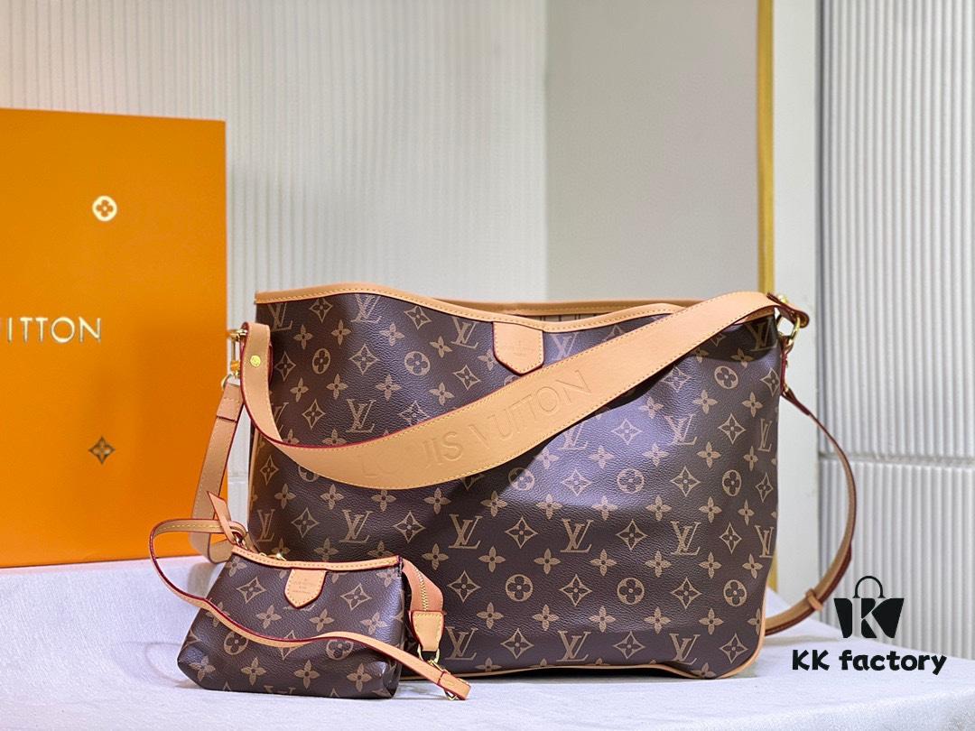 693069756e68136f4d9a4d68 Large Size Upgraded Calfskin Maternal-Child Style LV Vintage Tote Bag M44945, Super Popular Influencer Item, Latest Spring Collection, Versatile Upgraded Shopping Tote