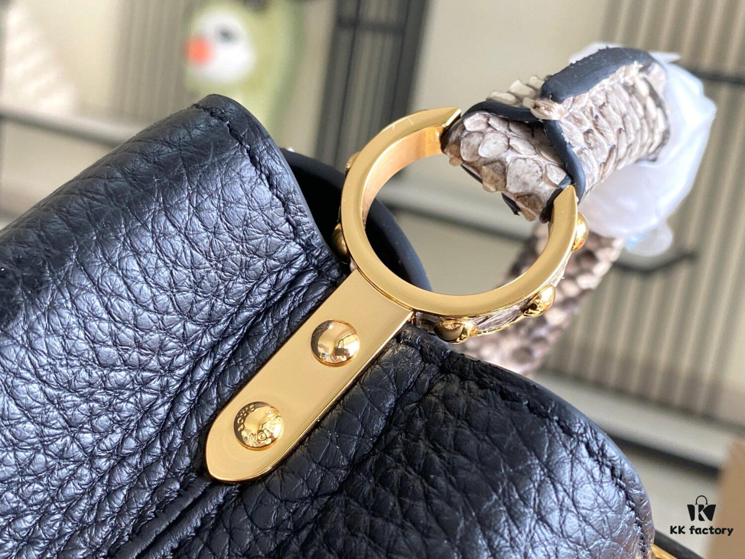 693069c06e68136f4d9a4de5 Top Grade Full Set Packaging 【Premium Original Factory Leather💋 M95509 Shiny Snake Skin, Black with Python Gold Clasp】 Mini Size