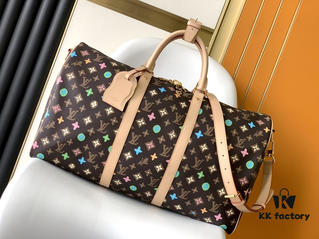 69306a156e68136f4d9a4e85 M24901 LV X YK Keepall 50, Year's Hottest Style, Crafted in Damier Graphite Canvas with Classic Design and Iconic Details