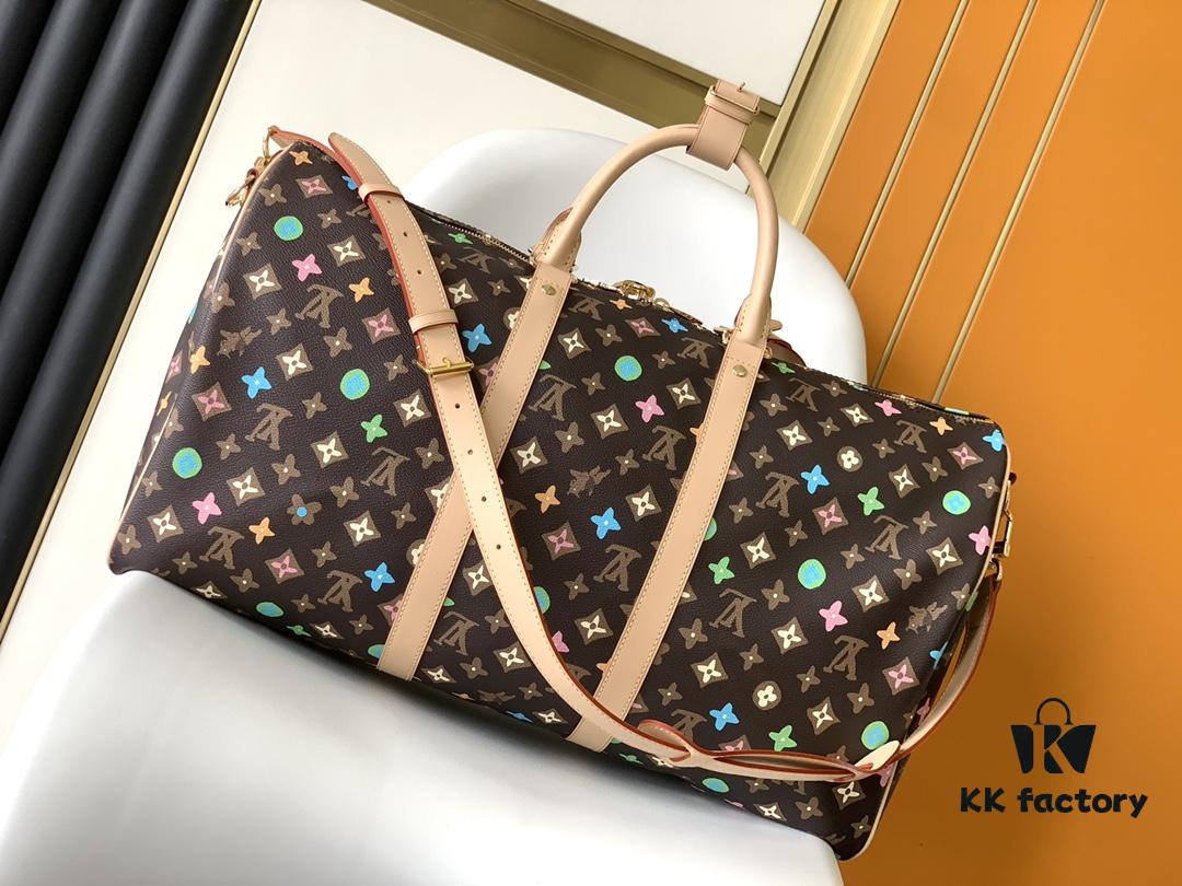 69306a156e68136f4d9a4e86 M24901 LV X YK Keepall 50, Year's Hottest Style, Crafted in Damier Graphite Canvas with Classic Design and Iconic Details