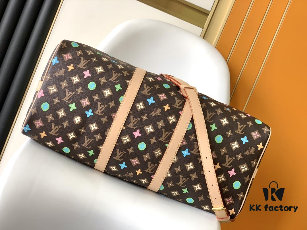 69306a156e68136f4d9a4e89 M24901 LV X YK Keepall 50, Year's Hottest Style, Crafted in Damier Graphite Canvas with Classic Design and Iconic Details