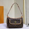 M40077 M90955 Vintage Louis Vuitton Tikal GM - Gold Studs (Small Gold Beans) Classic Coffee Pattern