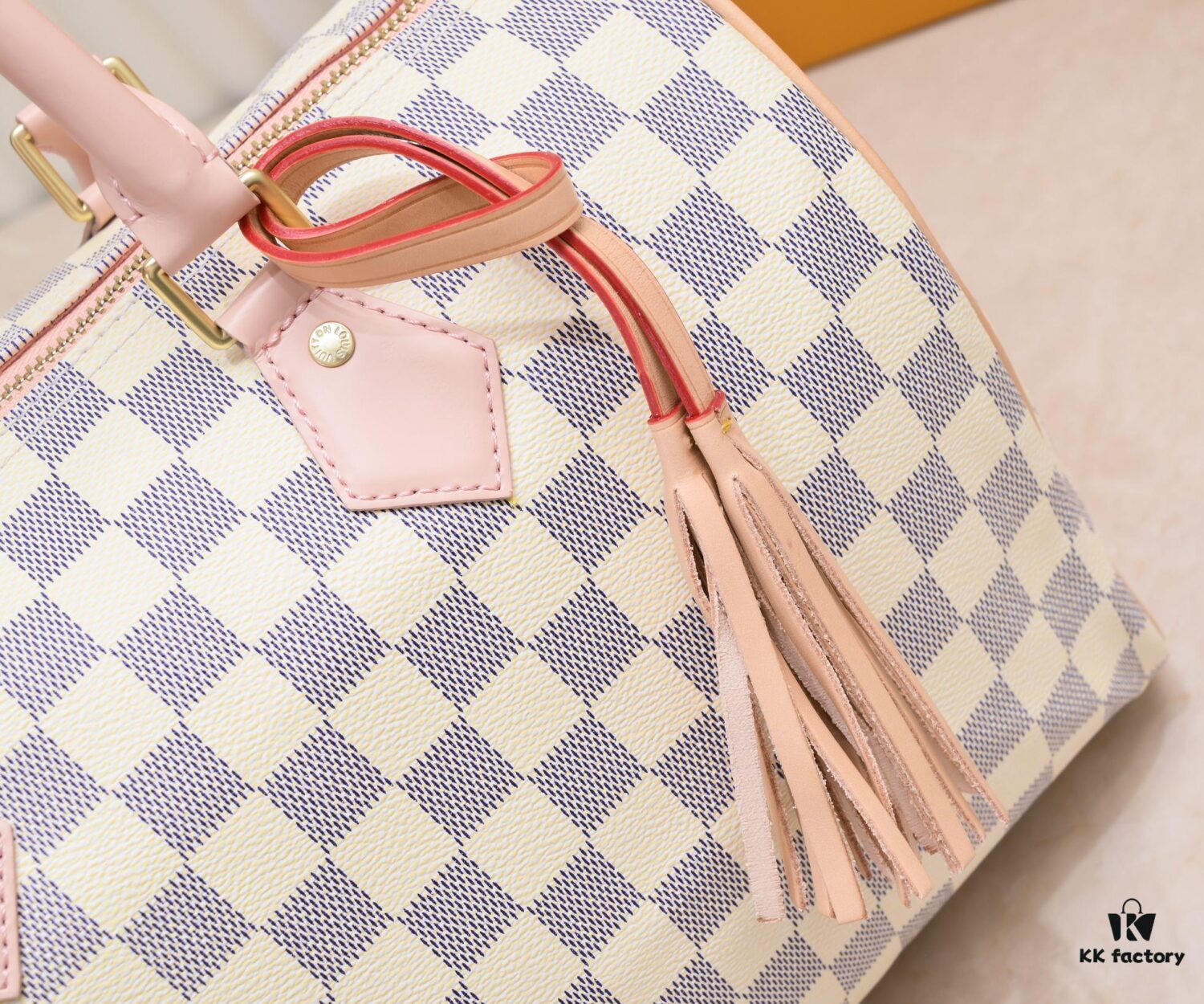 69306cde6e68136f4d9a53a1 Exclusive Real Shot - Upgraded Version‼️ Model 40391 White Checkered with Pink Leather Trim and Yellow Leather Fringe