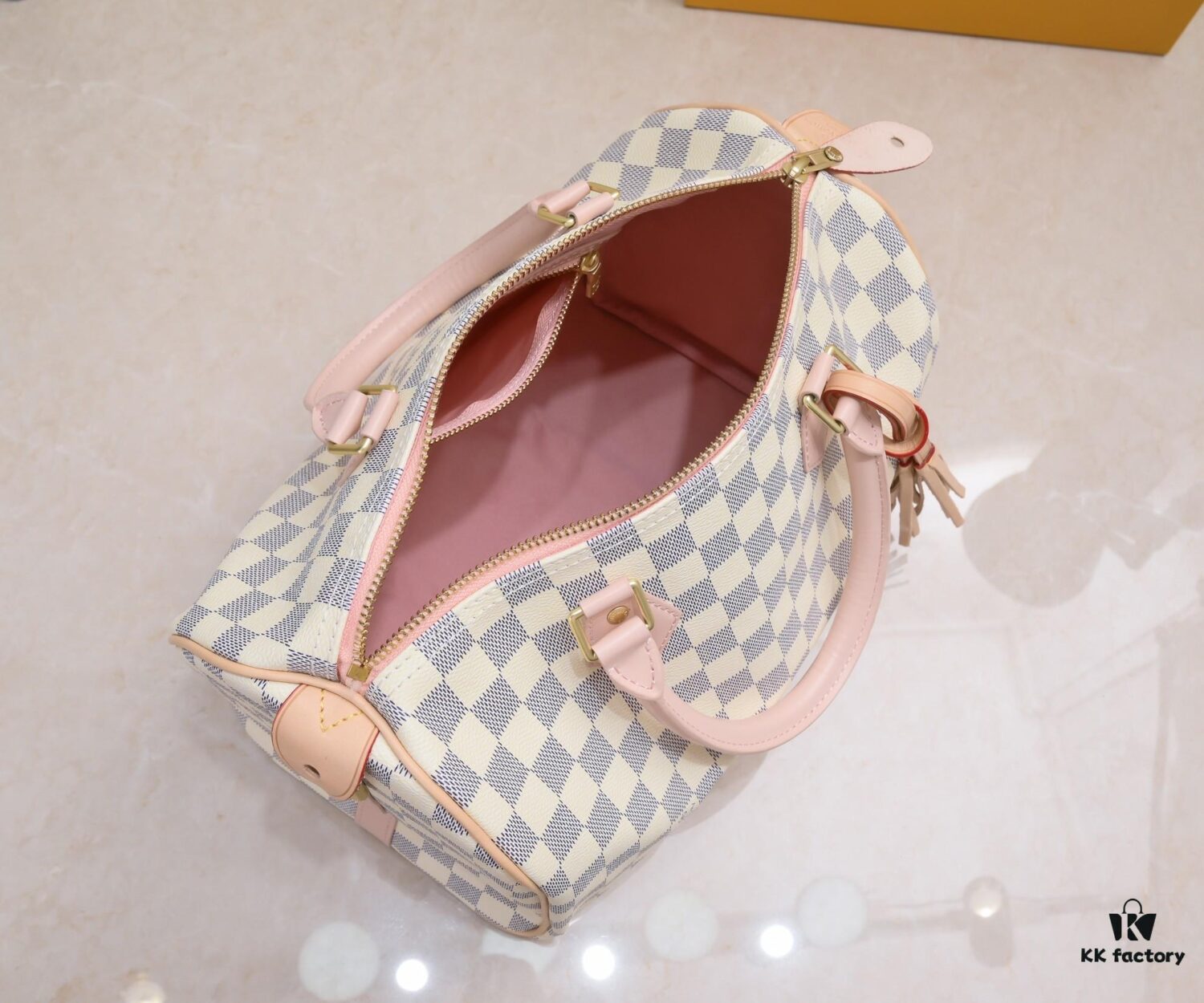 69306cdf6e68136f4d9a53a4 Exclusive Real Shot - Upgraded Version‼️ Model 40391 White Checkered with Pink Leather Trim and Yellow Leather Fringe