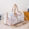 69306d506e68136f4d9a5475 M13742 White Color Black Color Travel Bag Current Season LV x TM KEEPALL BANDOULIÈRE 45 Travel Bag