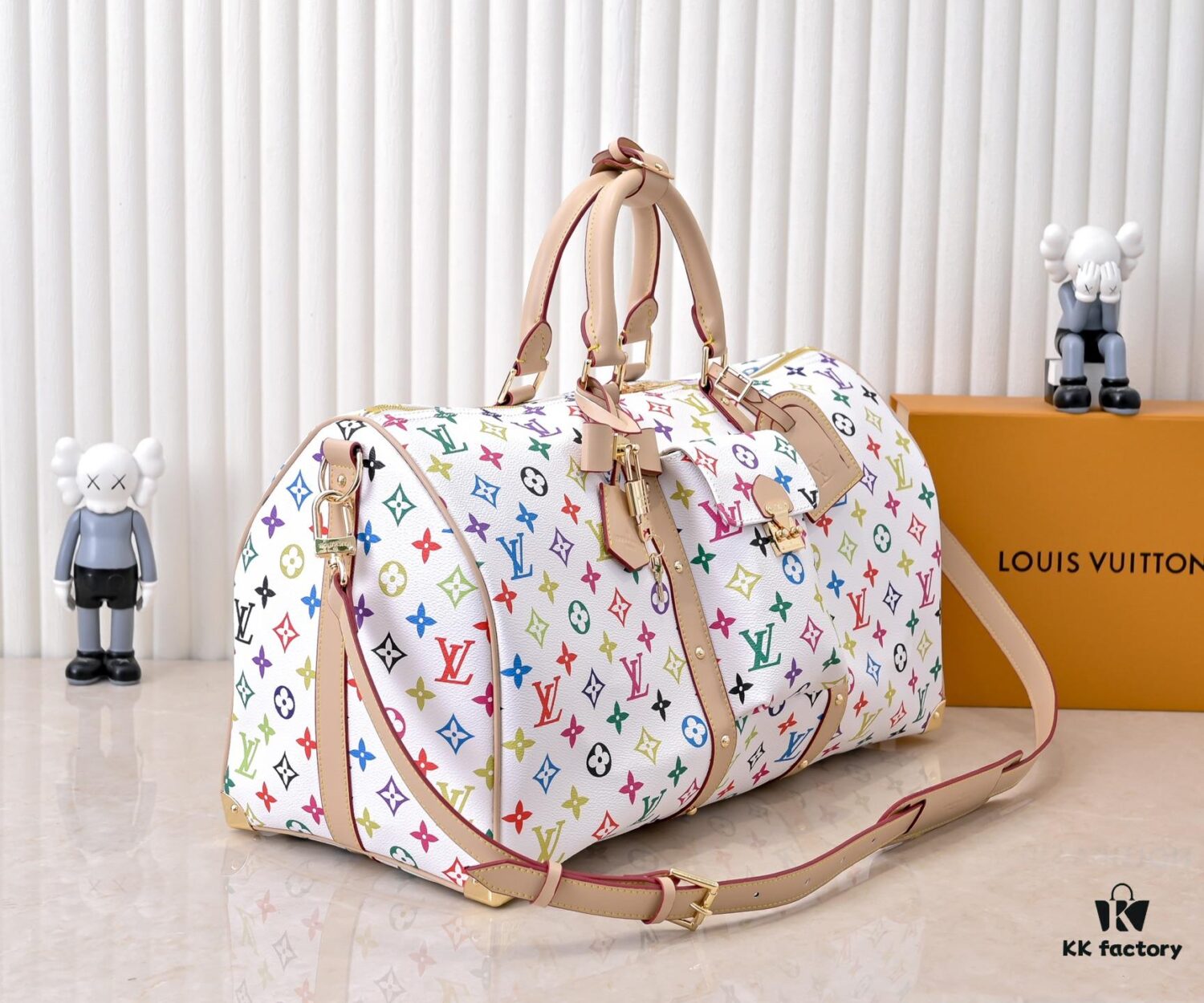 69306d506e68136f4d9a5475 M13742 White Color Black Color Travel Bag Current Season LV x TM KEEPALL BANDOULIÈRE 45 Travel Bag