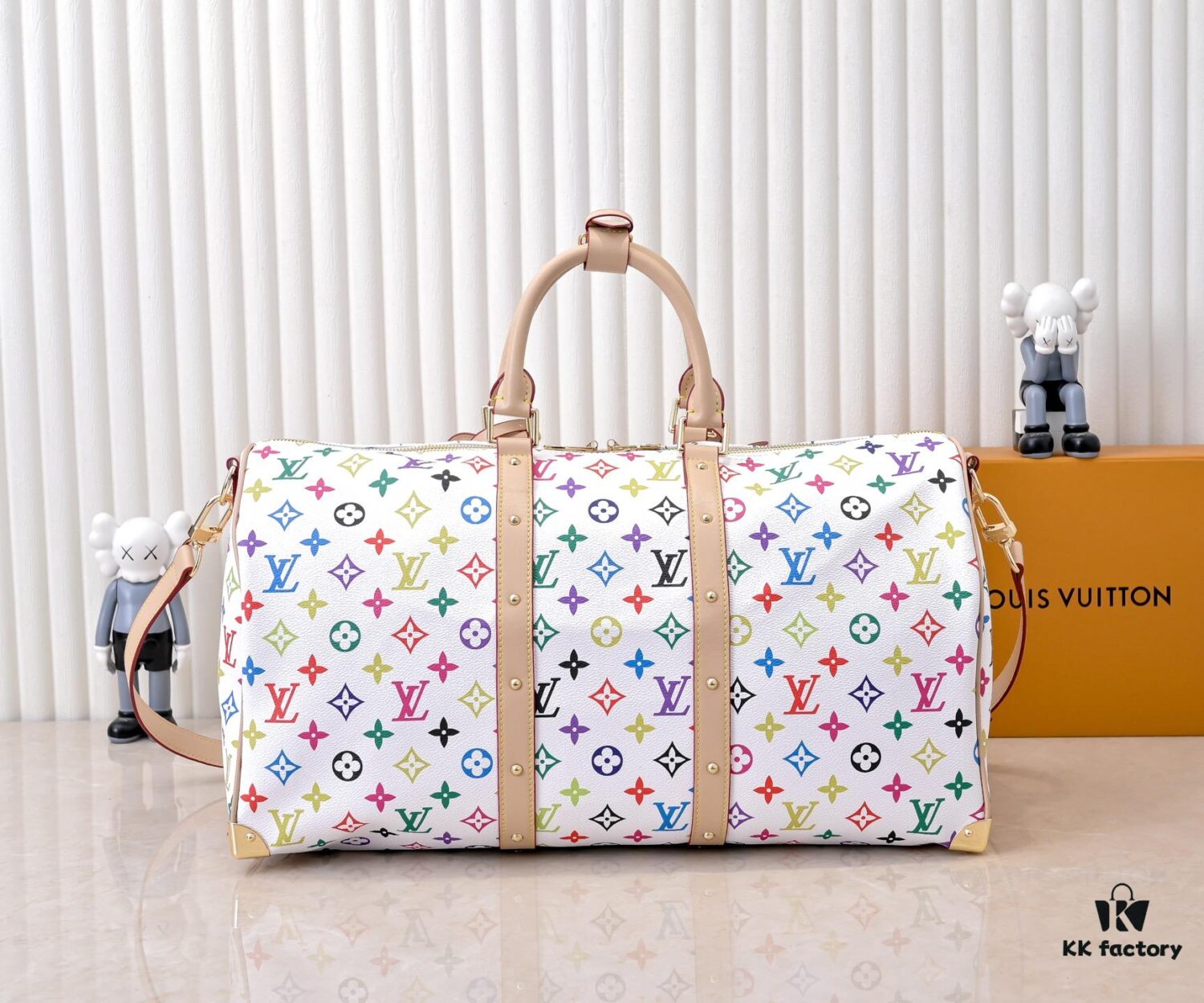 69306d516e68136f4d9a5479 M13742 White Color Black Color Travel Bag Current Season LV x TM KEEPALL BANDOULIÈRE 45 Travel Bag