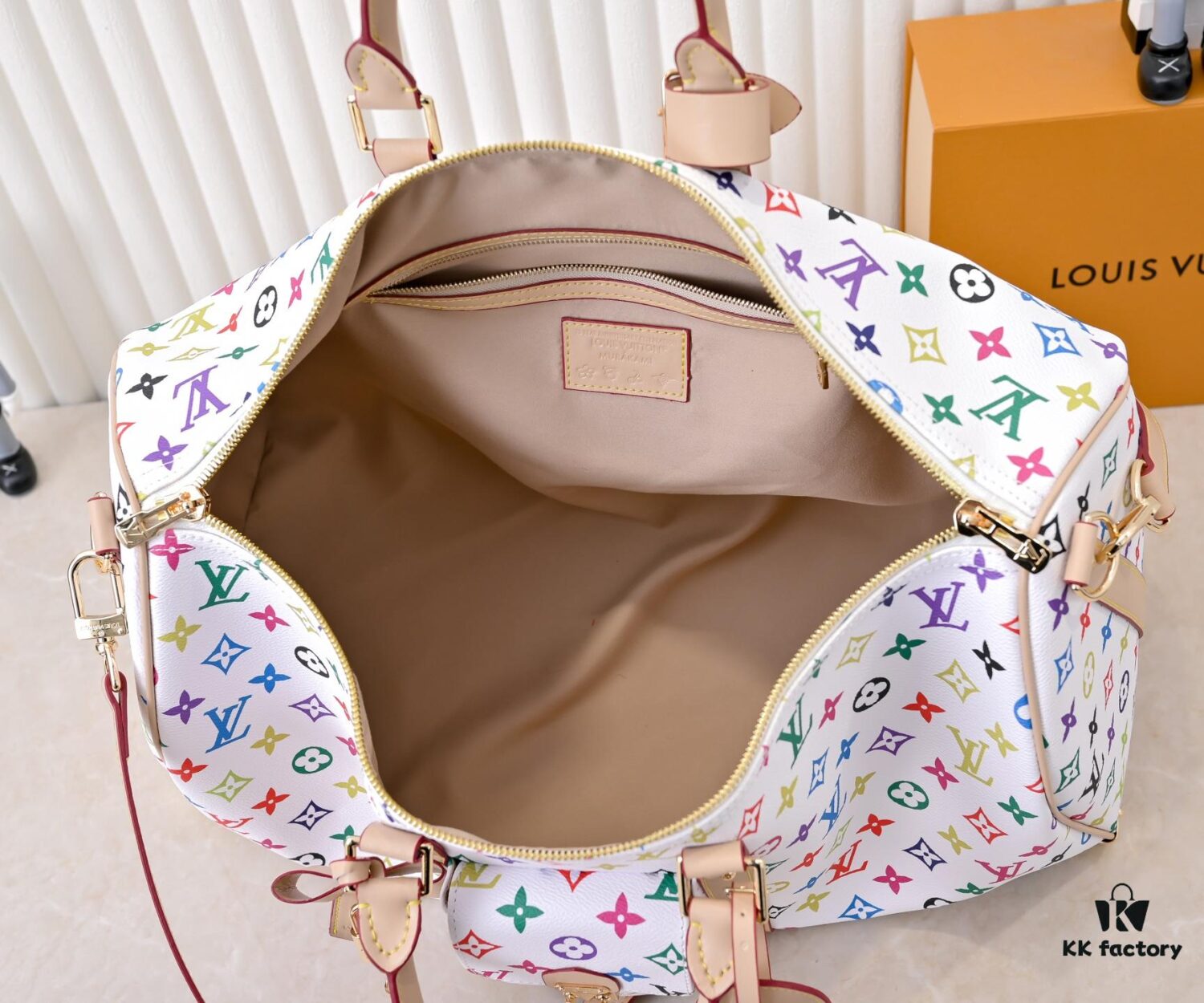 69306d566e68136f4d9a547e M13742 White Color Black Color Travel Bag Current Season LV x TM KEEPALL BANDOULIÈRE 45 Travel Bag
