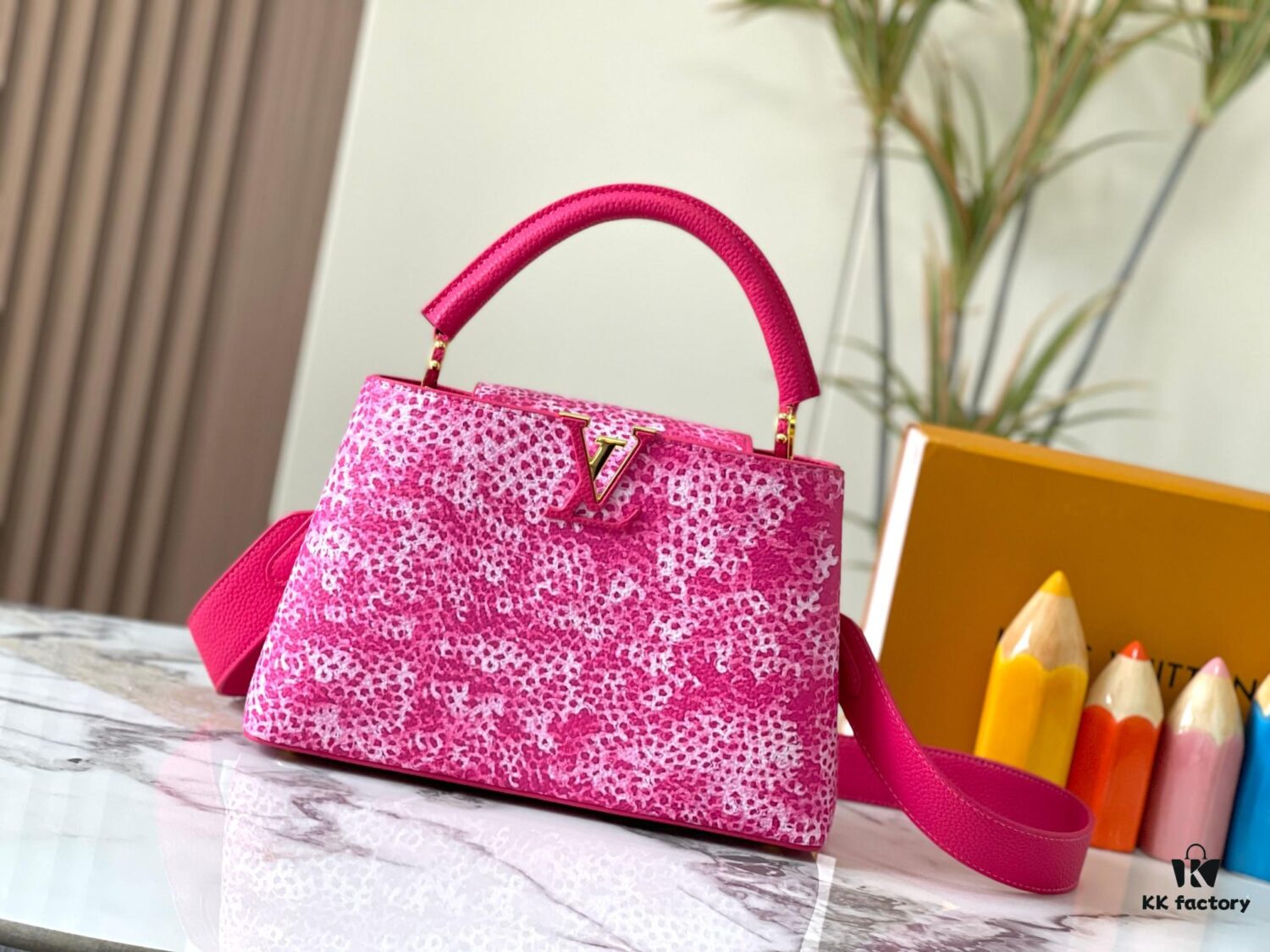 69306d8a6e68136f4d9a54da LV x YK Capucines Medium Bag in Upgraded M21728 Infinity Net Design