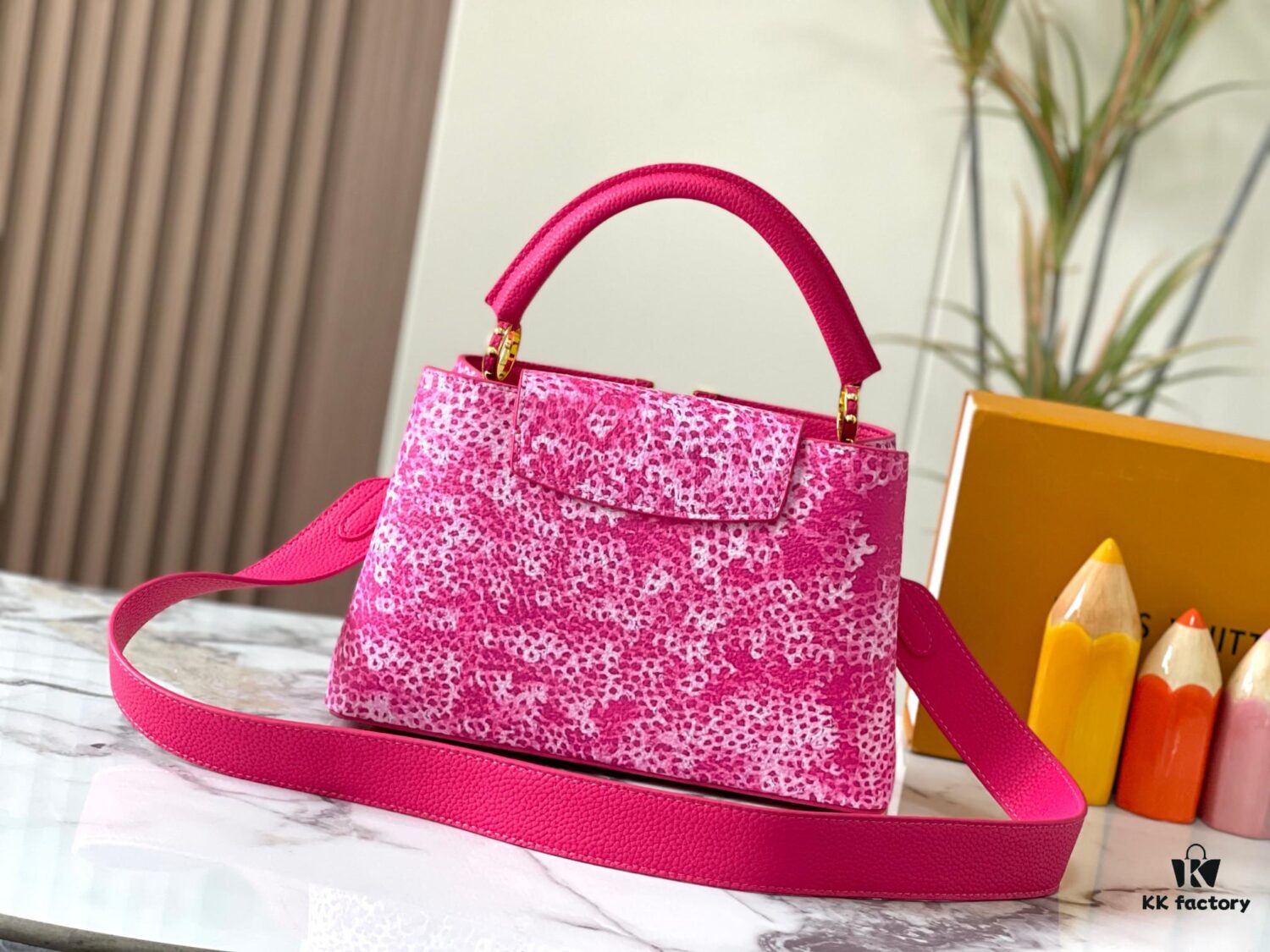 69306d8a6e68136f4d9a54db LV x YK Capucines Medium Bag in Upgraded M21728 Infinity Net Design