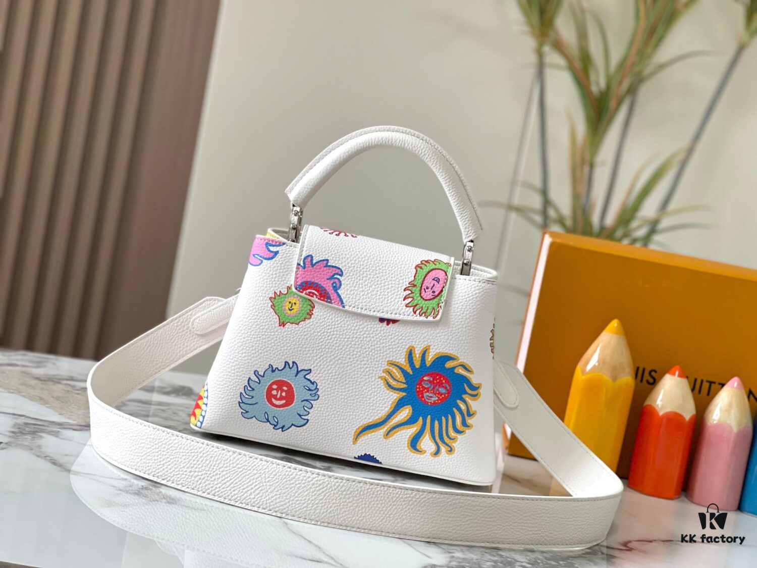 69306d9a6e68136f4d9a54f3 Upgraded M21725 Louis Vuitton x Yayoi Kusama New Collaboration Series LV x YK Capucines PM Handbag