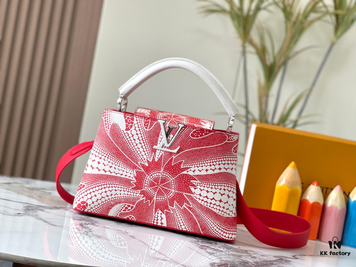 69306dac6e68136f4d9a550c Upgraded M21705 Louis Vuitton x Yayoi Kusama Collaboration Capucines MM Handbag