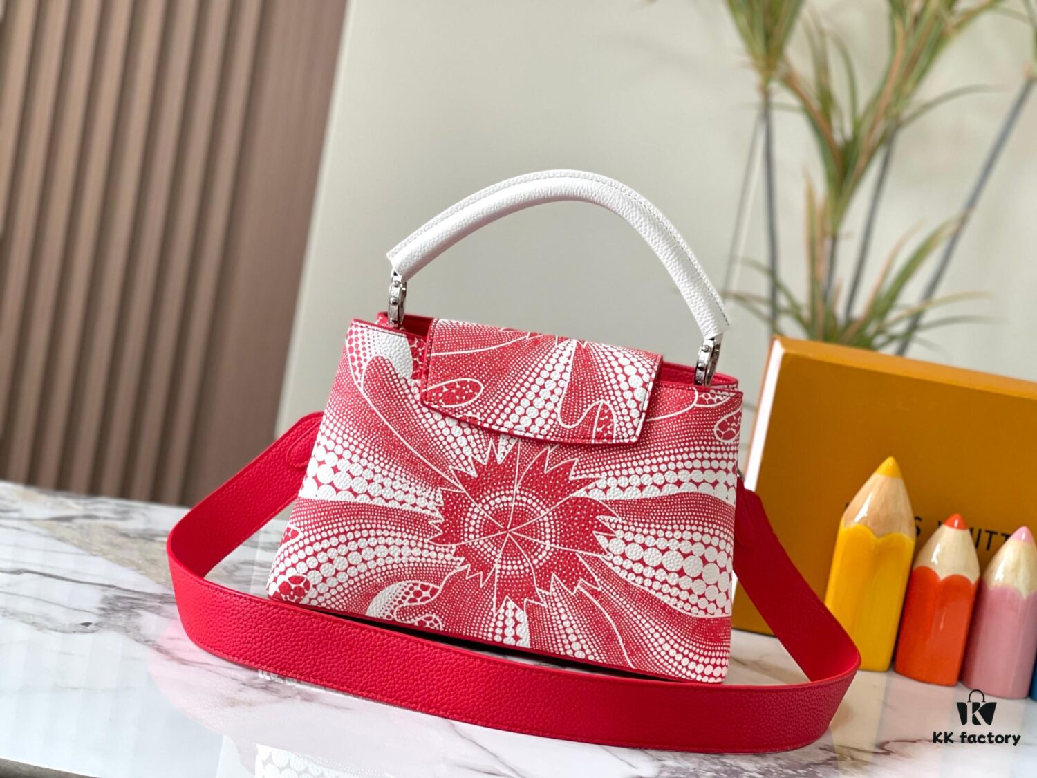 69306daf6e68136f4d9a5511 Upgraded M21705 Louis Vuitton x Yayoi Kusama Collaboration Capucines MM Handbag