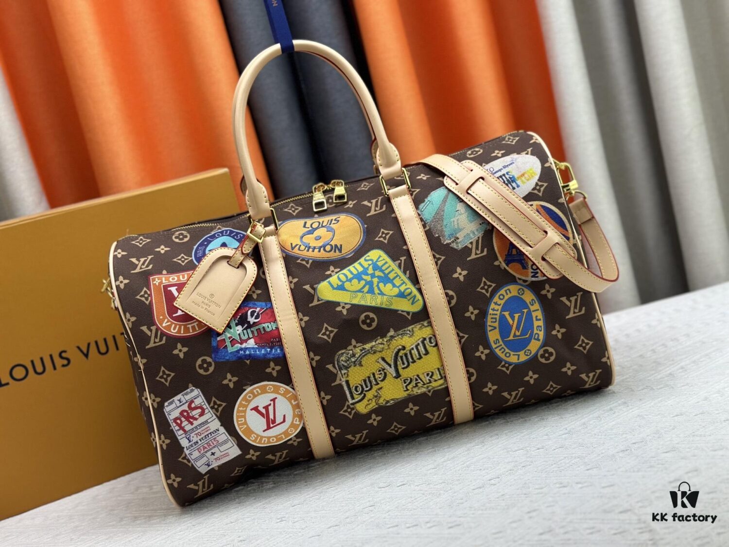 69306dd06e68136f4d9a554d M14736 Keepall Bandouliere 45 Travel Bag in Monogram Dune Fabric