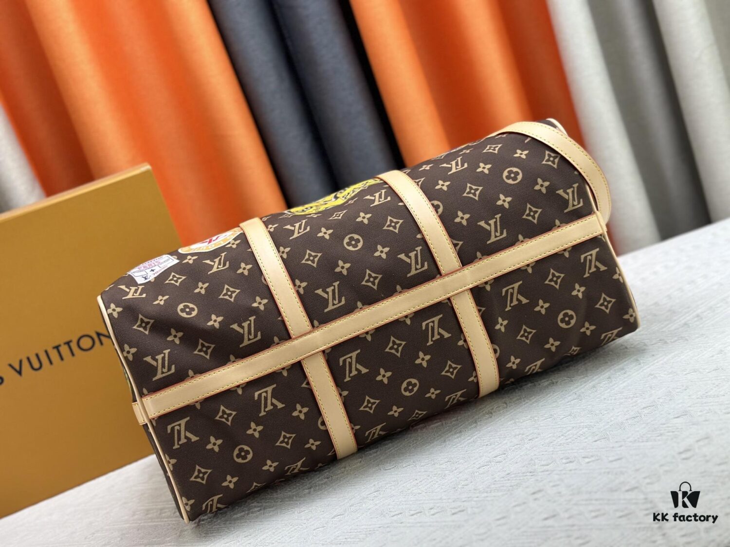 69306dd36e68136f4d9a5550 M14736 Keepall Bandouliere 45 Travel Bag in Monogram Dune Fabric