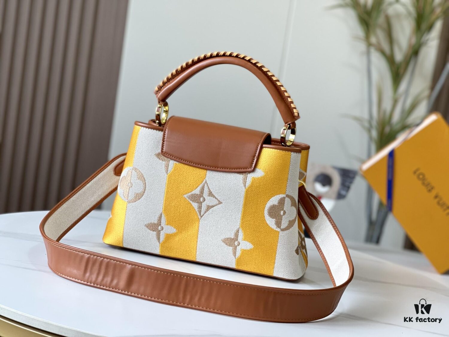 69306e2a6e68136f4d9a55b7 Upgraded Authentic M57361 Embroidered Orange-Brown Gold Buckle Medium Size