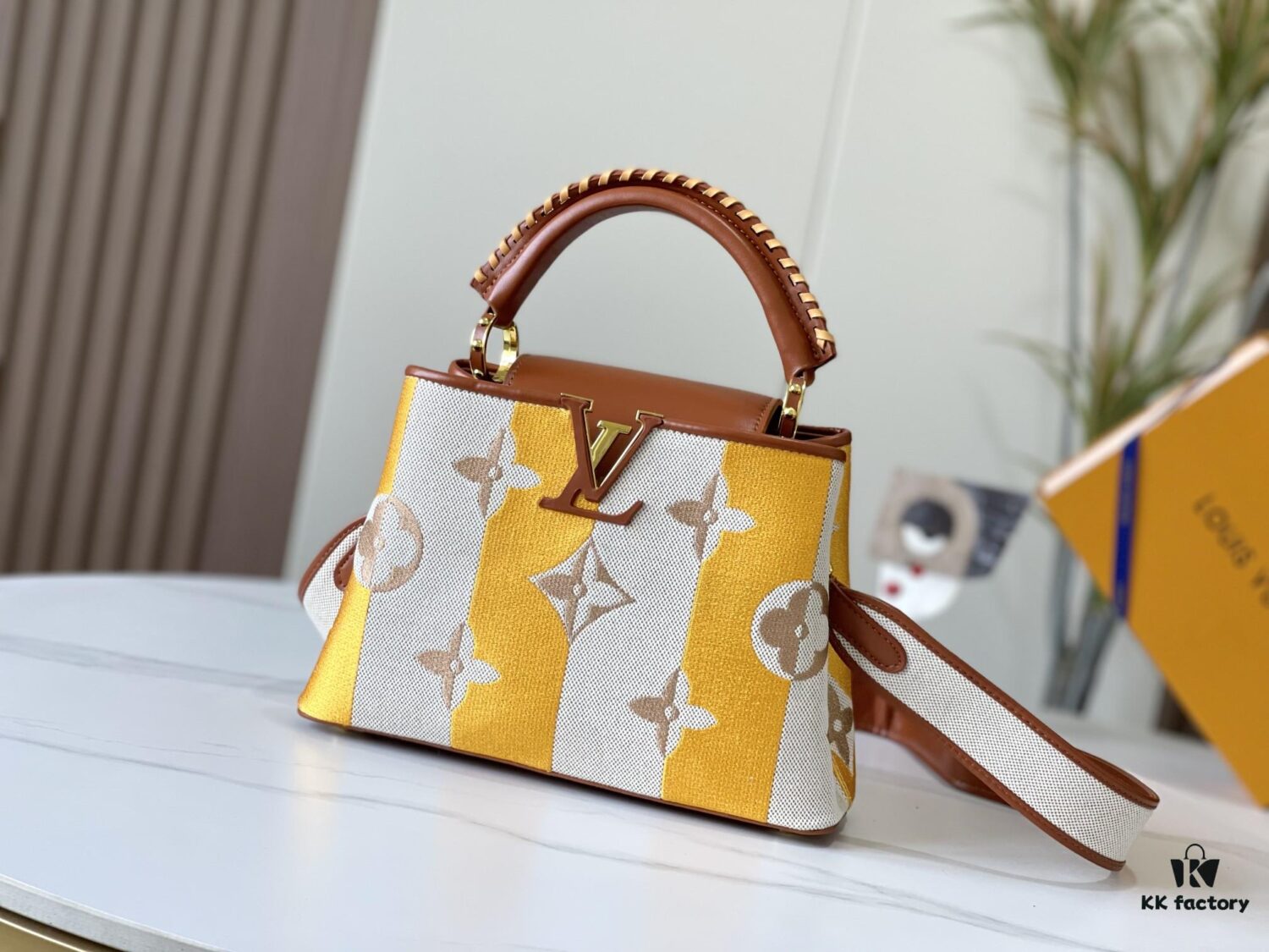 Upgraded Official Version 💋 M57651 Embroidered Orange-Brown Gold Buckle Small Size