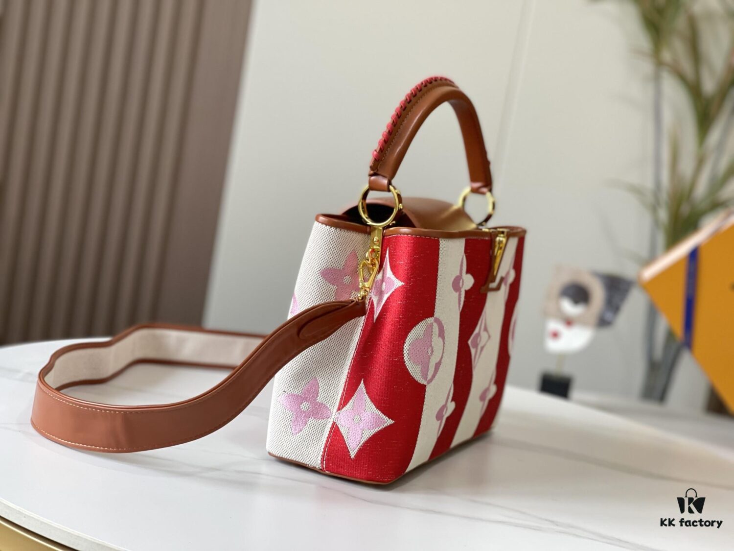 69306e346e68136f4d9a55c8 Upgraded Official Version 💋 M57361 Embroidered Pink Brown Gold Buckle Medium Size