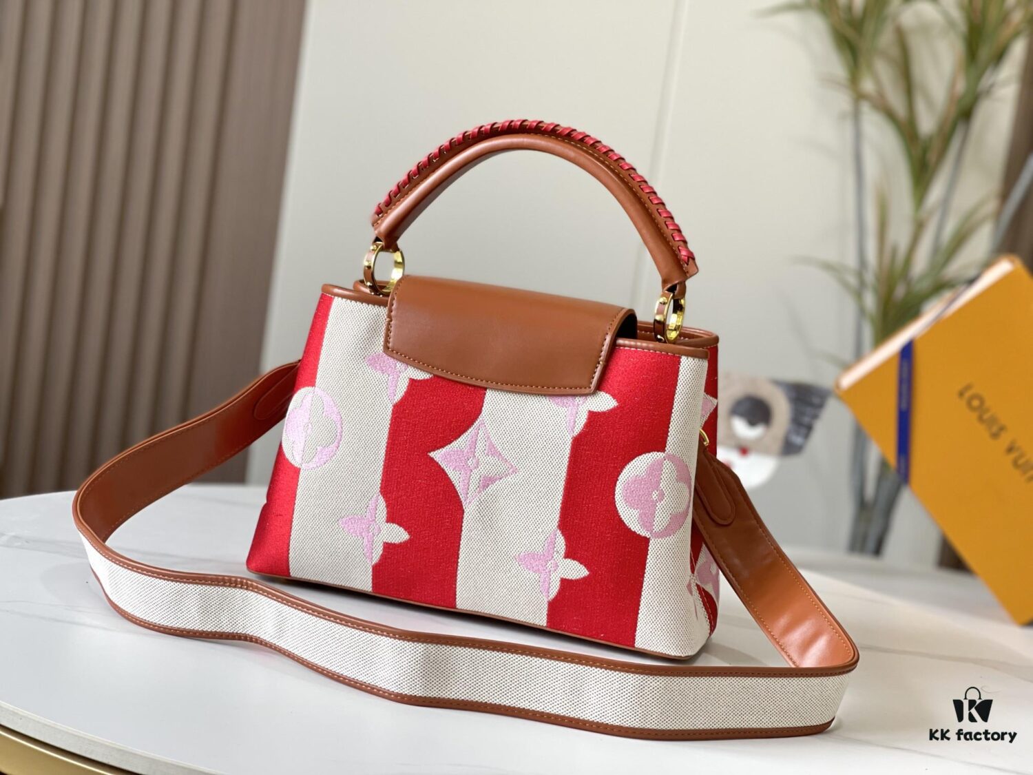 69306e366e68136f4d9a55cc Upgraded Official Version 💋 M57361 Embroidered Pink Brown Gold Buckle Medium Size