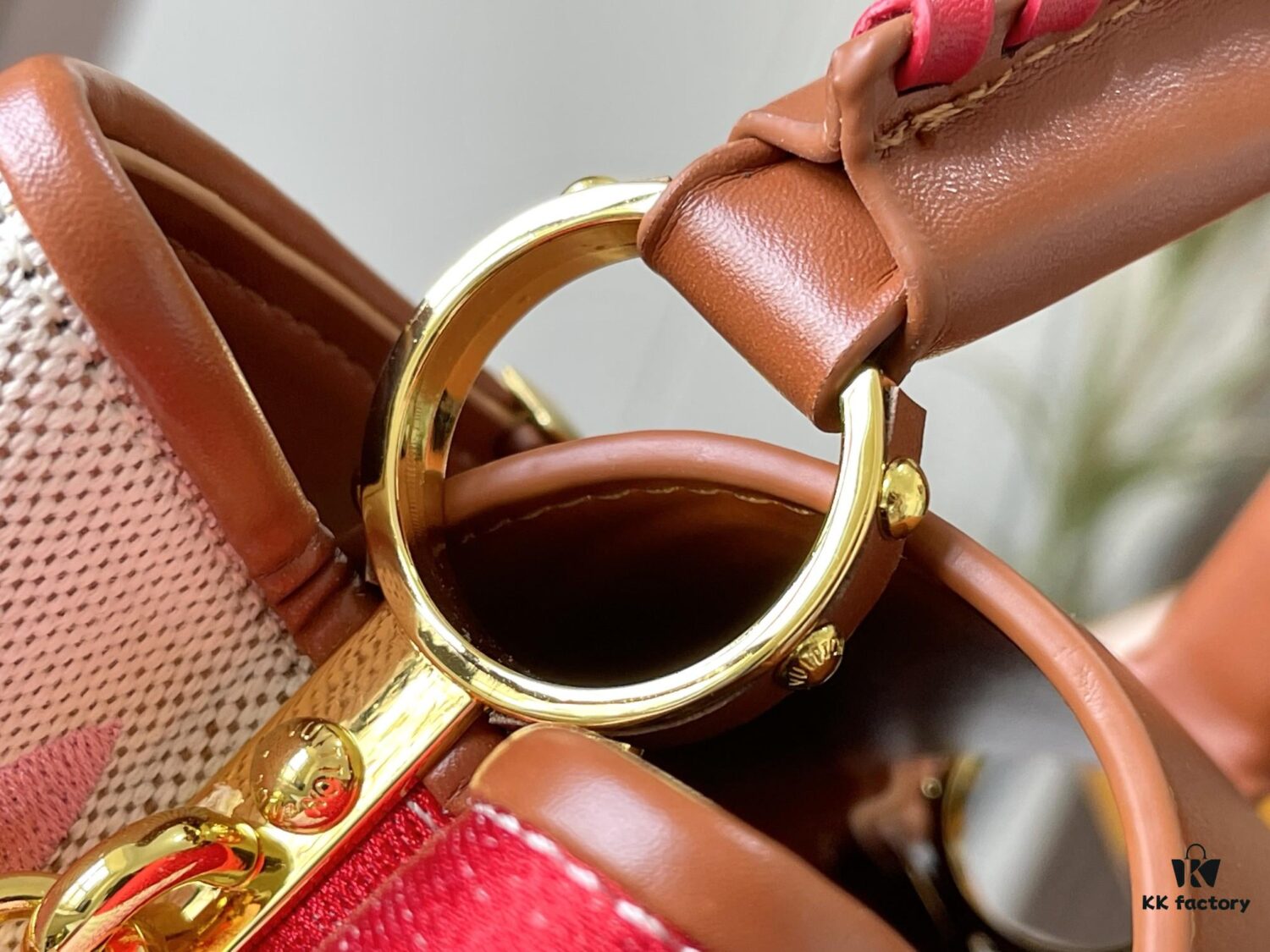 69306e3c6e68136f4d9a55d6 Upgraded Official Version 💋 M57651 Embroidered Pink Brown Gold Buckle Small Size