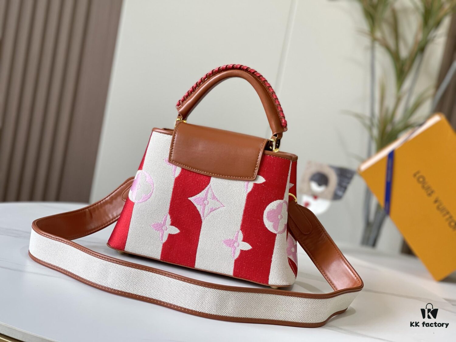 69306e3c6e68136f4d9a55d7 Upgraded Official Version 💋 M57651 Embroidered Pink Brown Gold Buckle Small Size