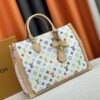 69306e606e68136f4d9a5612 M13079 New White Tricolor Louis Vuitton x Takashi Murakami Women's Shoulder Bag, Tote Bag Size 34