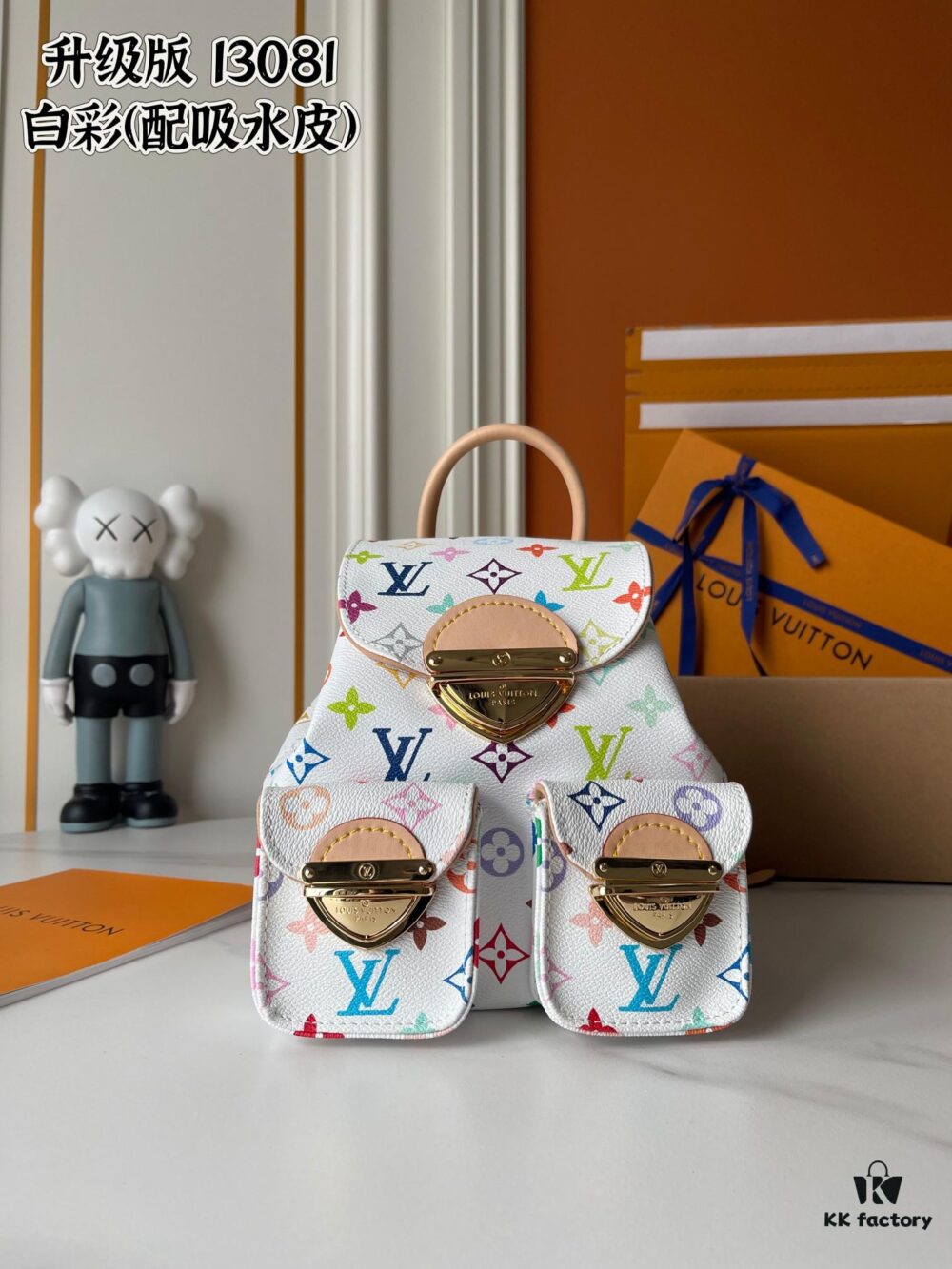 Upgraded Version [Actual Product Photography, Original Background] (Quality Comparison) VENICE Backpack M13081-M46836 White Multicolor (Takashi Murakami)