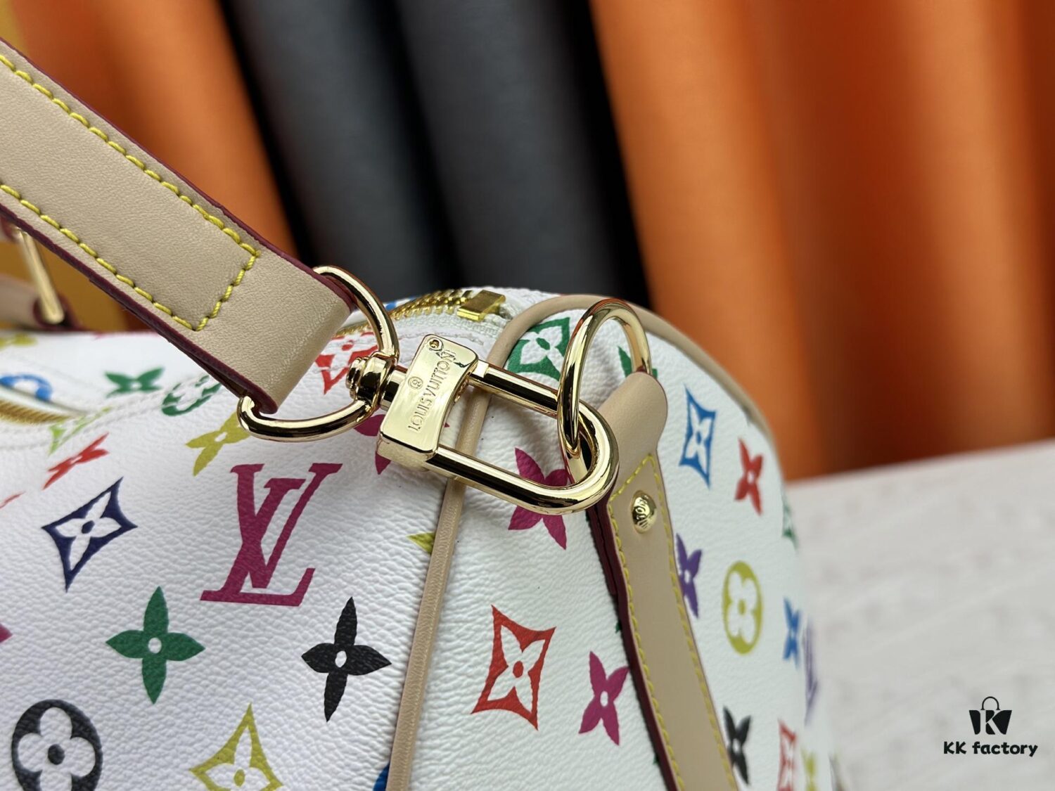 69306f9d6e68136f4d9a57d2 M13742 Multicolor White and Black Travel Bag, LV x TM KEEPALL BANDOULIÈRE 45, Current Season New Arrival
